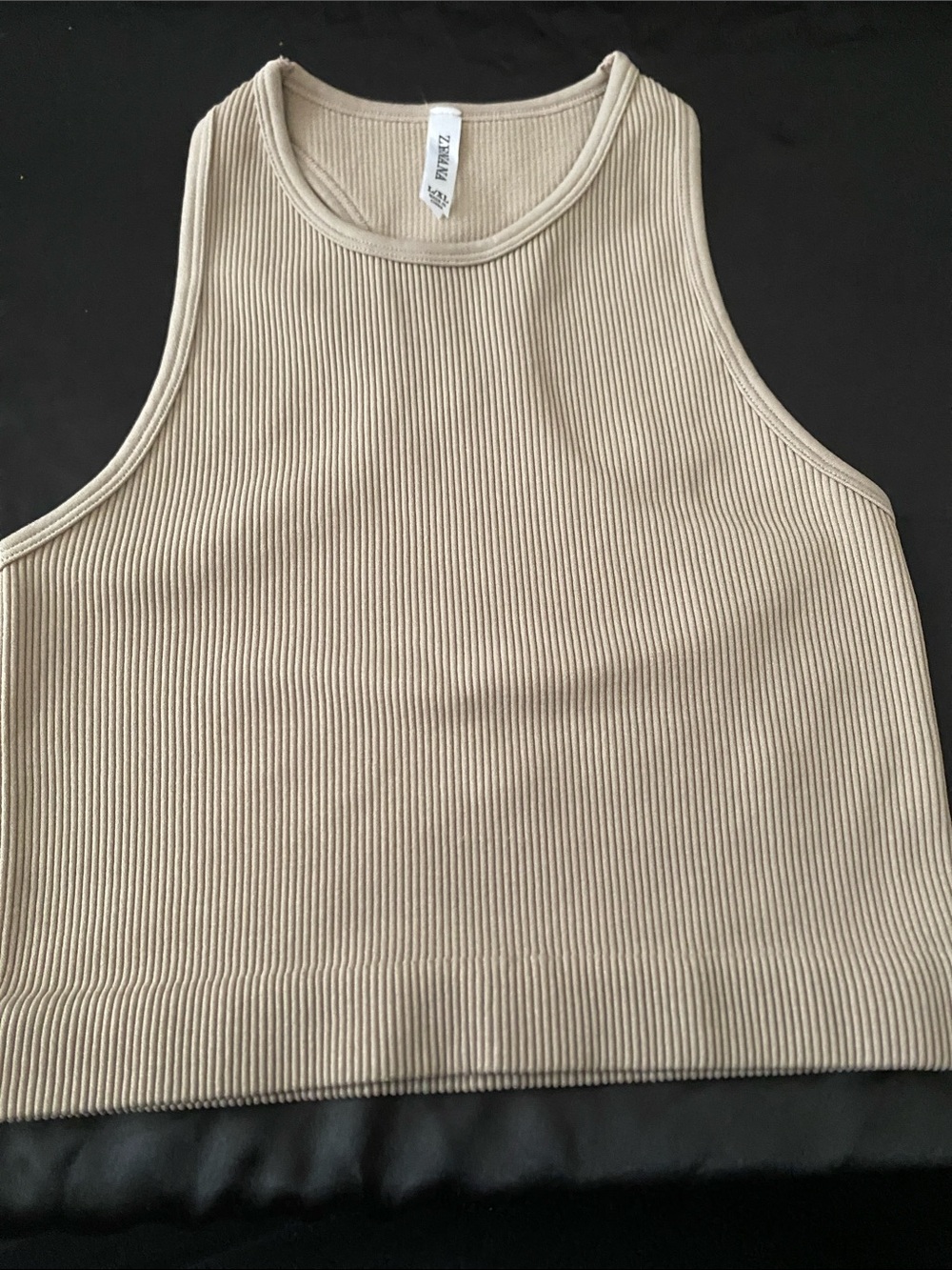 Zenana Beige Ribbed Cropped Tank
